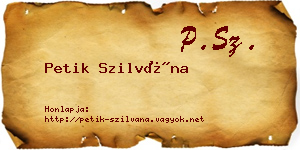 Petik Szilvána névjegykártya